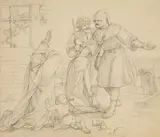 attributed to Alfred Rethel, The Good Samaritan, Pencil on laid paper