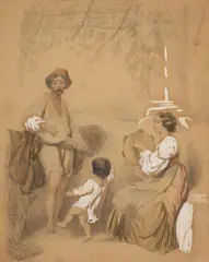 An Italian Family Dancing and Making Music by Hubert Salentin, Watercolour and pencil on thin card, offered Mar 2015