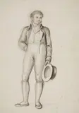 attributed to Johann Baptist Seele, Two Standing Young Men, Watercolour on paper. Each