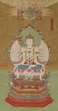 Nityodyukta Bodhisattva (Bodhisattva of Constant-diligence) from the Amitabha sutra. Large hanging scroll. Ink and colours on silk. Inscription: Nanwu Chang Jingjjin pusa (Namo ... by Anonymer Maler des 19. Jh., Nityodyukta Bodhisattva (Bodhisattva of Constant-diligence) from the Amitabha sutra. Large hanging scroll. Ink and colou, sold Dec 2014