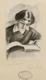 August Macke, Lesende Frau, 1914, Charcoal drawing on drawing paper, mounted on card to the reverse in the corners