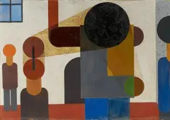 Franz Wilhelm Seiwert, Mann mit Maschinen (Fabrikarbeiter), 1924, Oil, partially mixed with sand, on firm painter's board