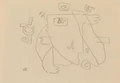 Phantom by Willi Baumeister, 1952, Pencil drawing on letter paper from Galerie Der Spiegel in Cologne, printed and embossed verso, sold Nov 2014