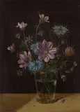Herbert Böttger, Cosmeen, 1944, Oil on cardboard