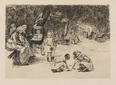 Spielende Kinder by Max Liebermann, 1890, Original etching on Japan paper, sold Nov 2014