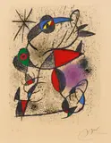 Jaillie du calcaire by Joan Miró, 1972, Colour lithograph on chamois coloured wove paper watermarked "Arches", sold Nov 2014