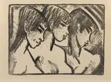 Otto Mueller, Drei Mädchen im Profil (Drei Mädchenköpfe), 1921, Lithografie auf Van-Gelder-Bütten
