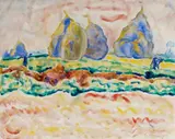 Heinrich Nauen, Landschaft mit Heudiemen