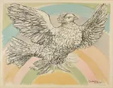 Le Colombe volant (à l'Arc-en-ciel) by Pablo Picasso, 1952, Colour lithograph on wove paper with watermark "ARCHES", sold Nov 2014