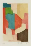 Serge Poliakoff, Composition rouge et verte, 1964, Colour etching and aquatint on wove paper with watermark "BFK"