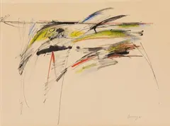 Untitled by Peter Brüning, 1961, Coloured chalk and India ink on paper, sold Nov 2014