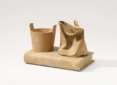Untitled by Jiří Kolář, 1969, Three-part work: each sculpture made of imprinted paper. Approx, sold Nov 2014