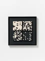 Game (E-4) by Ryszard Winiarski, 1977, Acrylic and pencil on 4 wooden elements on black painted panel. Each, sold Nov 2014