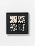 Game (E-4) by Ryszard Winiarski, 1977, Acrylic and pencil on 4 wooden elements on black painted panel. Each, sold Nov 2014
