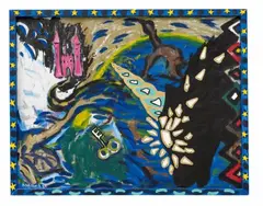 Rémi Blanchard, Untitled, 1982, Oil, collaged with mirrored surfaces on canvas. In artist's frame