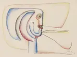 Johann Georg Müller, Kopf, 1971, Pen and ink and crayon on paper