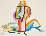 Johann Georg Müller, Stehende und liegende Figur, 1985, Watercolour and pen and ink on paper
