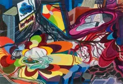Franz Ackermann, Midnight Shopping, 1998, Gouache, watercolour and pencil on cardboard