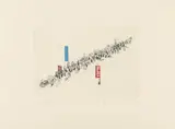 Francis Alÿs, The Modern Procession, 2002, Original drypoint-etching with collage and opaque white on cardboard