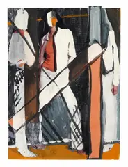 Olowska, Untitled (from the series: Construction First - collages from Japan), 2000, Gouache on a page of a glossy magazine, collaged. Approx