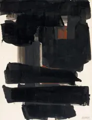 Pierre Soulages, Untitled, 1952, Gouache and India ink on paper on canvas