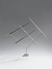 Four lines oblique VI by George Rickey, 1985, Kinetic stainless steel sculpture made of four adjustable needles. Height of the suspension including plinth: approx, sold Nov 2014