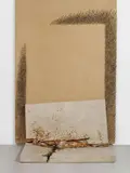 Abgesunkenes Feld by Günther Uecker, Installation: nails on canvas on panel and split wooden element. Installation dimension approx, sold Nov 2014