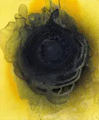 Hellgelb Hitze by Otto Piene, 2006, Acrylic and traces of fire on canvas, sold Nov 2014