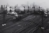 Hoboken Railroad yards looking towards Manhattan, New Jersey by Berenice Abbott, 1935, Gelatin silver print, printed, sold Nov 2014