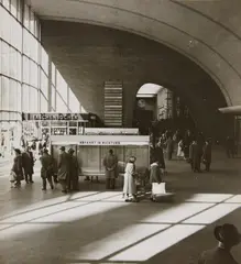 Lotte Laska, Untitled (Entrance hall Cologne central station), After 1957, Vintage ferrotyped gelatin silver print on Agfa-Portriga-Rapid paper
