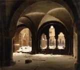 Carl Hasenpflug, View of a Cloister, Oil on canvas