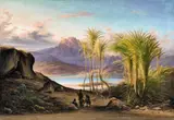 Johann Martin Bernatz, A Lake in Ethiopia, Oil on canvas