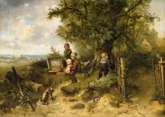 The Little Landscape Painters by Johann Mari Ten Kate, Oil on canvas (relined), sold Nov 2014