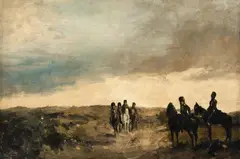 George Henrik Breitner, Cavalry Men Maneuvering in the Dunes, Oil on canvas