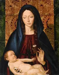 attributed to Josse Lieferinxe, The Virgin and Child, Oil on panel (parquetted)