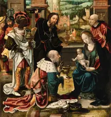 Antwerp School circa 1520, The Adoration of the Magi, Oil on panel (parquetted)
