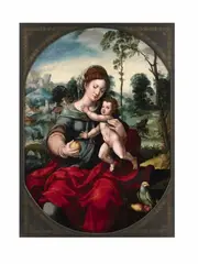 Master with the Parrot, Virgin and Child with the Rest on the Flight into Egypt, Oil on panel (parquetted)