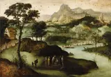Lucas Gassel, A Panoramic Landscape with Christ Healing the Blind Man, Oil on panel