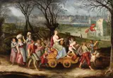 Two Landscapes with Allegorical Depictions of Months by Flemish School of the 17th century, Oil on canvas (relined), sold Nov 2014