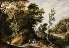 Alexander Keirincx, Landscape with a Robbery Scene, Oil on panel