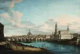 attributed to Pietro Bellotti, A View of Dresden Seen From the Left Bank of the Elbe, Oil on canvas (relined)