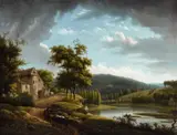 Alexandre-Hyacinthe Dunouy, A Mountainous Landscape, Oil on panel