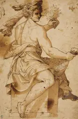attributed to Ottavio Semino, An Allegory of Spring, Brown ink and was