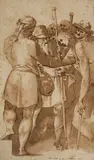 Italian School circa 1600, Joseph Being Sold by His Brothers, Brown ink and was