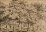 Landscape with Trees and a Shepherd by Northern Netherlands of the 17th century, Black chalk, sold Nov 2014