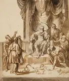 Moses before Pharao - The Brazen Serpent by Italian School of the 17th century, Brown ink and was, sold Nov 2014