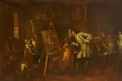 Italian School of the 18th century, The Artist's Studio, Oil on canvas