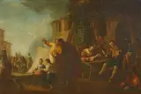 Outside the Tavern by Italian School of the 18th century, Oil on canvas, sold Sep 2014