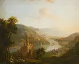 Caspar Schneider, A Rhenish Landscape with Sooneck Castle and Niederheimbach, Oil on canvas (relined)