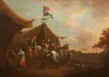 attributed to Dirck Stoop, Cavalrymen by a Tent, Oil on panel (parquetted)